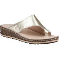 Hush Puppies Elissa Zehentrenner Wildleder Damen Gold Sandalen