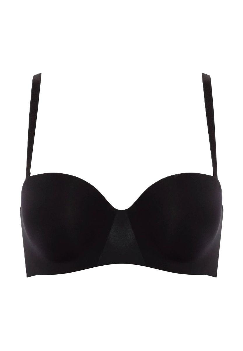 Schwarzer Bandeau-BH mit abnehmbaren Trägern