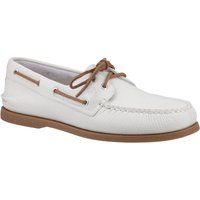 Sperry Authentische 2-Eye Leder Herren Bootsschuhe Weiß/Gummi