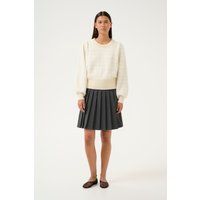 Strukturierter, cremefarbener Strickpullover