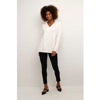 Oversize Strickpullover mit V-Ausschnitt und Rippenstruktur