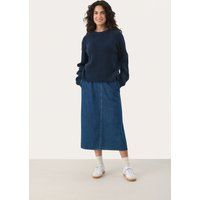 Gestreifter Strickpullover mit V-Ausschnitt