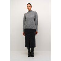 Grauer Langarmpullover mit Stehkragen