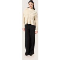 Cremefarbener Zopfmuster-Pullover mit Baggy-Passform