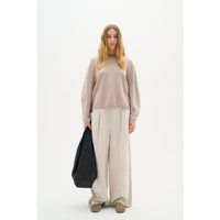 Baumwollstrickpullover mit Rundhalsausschnitt