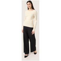 Cremefarbenes Rippstrick Langarmshirt