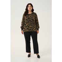 Strickpullover mit Animal-Print, lockere Passform