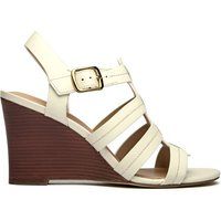 Schwarze Leder-Sandalen mit Keilabsatz im Fischerstil