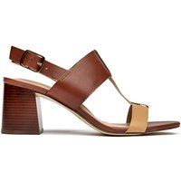 T-Strap Sandale aus Leder mit Blockabsatz