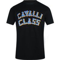 Cavalli Class T-Shirt mit mehrlagigem Logo