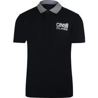 Schwarzes Poloshirt mit Streifenkragen