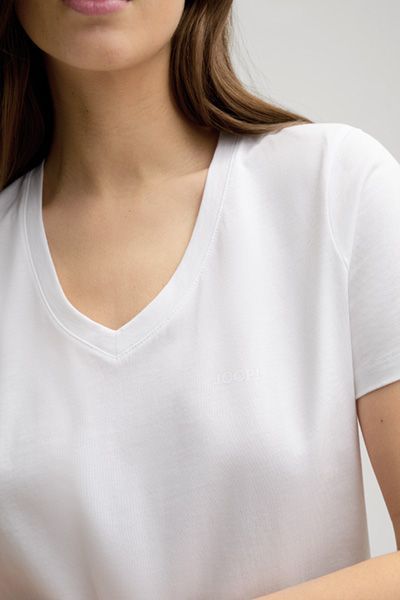 Joop! Uni Weißes Baumwoll T-Shirt mit V-Ausschnitt Basic