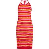 Gestreiftes Mini-Halterkleid aus Strick