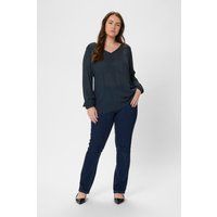 Damen Langarm V-Ausschnitt Bluse