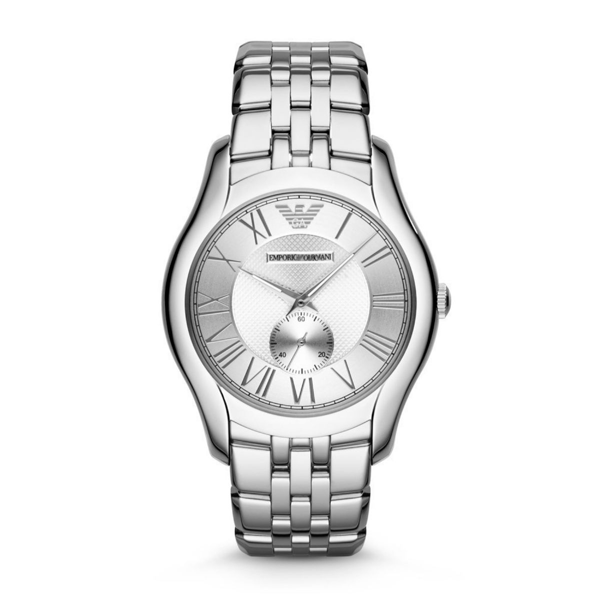 Klassische silberne Uhr mit Lederarmband