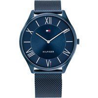Blaue Edelstahluhr mit Mesh-Armband