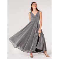 Funkelndes Metallic-Maxikleid mit Schlitz