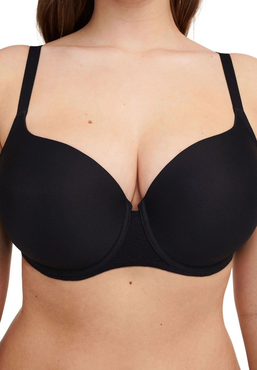 Schwarzer T-Shirt-BH mit Spitzendetail