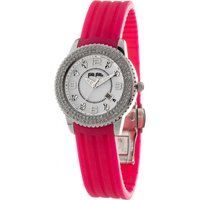 Funkelnde Damenuhr mit pinkem Armband