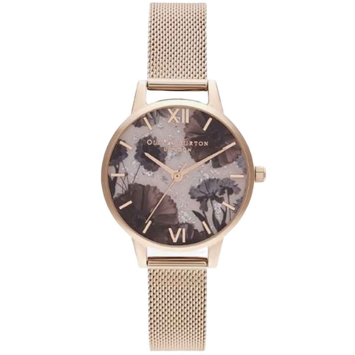Minimalistische silberfarbene Mesh-Uhr