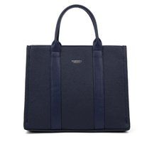 Strukturierte Leder-Henkeltasche mit Griffen
