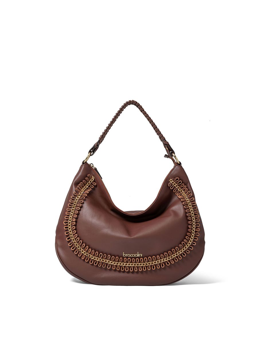 Schultertasche mit geflochtenem Griff