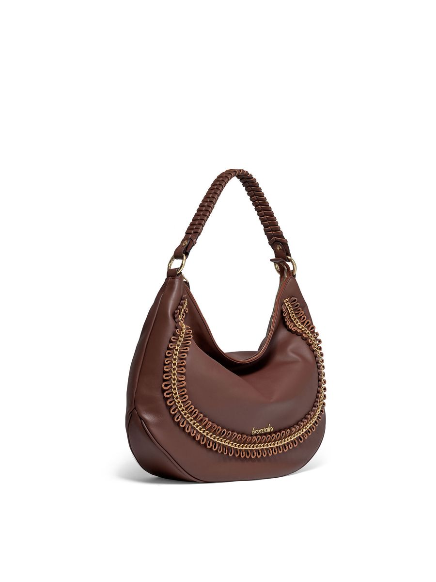 Hobo-Tasche mit dekorativem Kettendetail