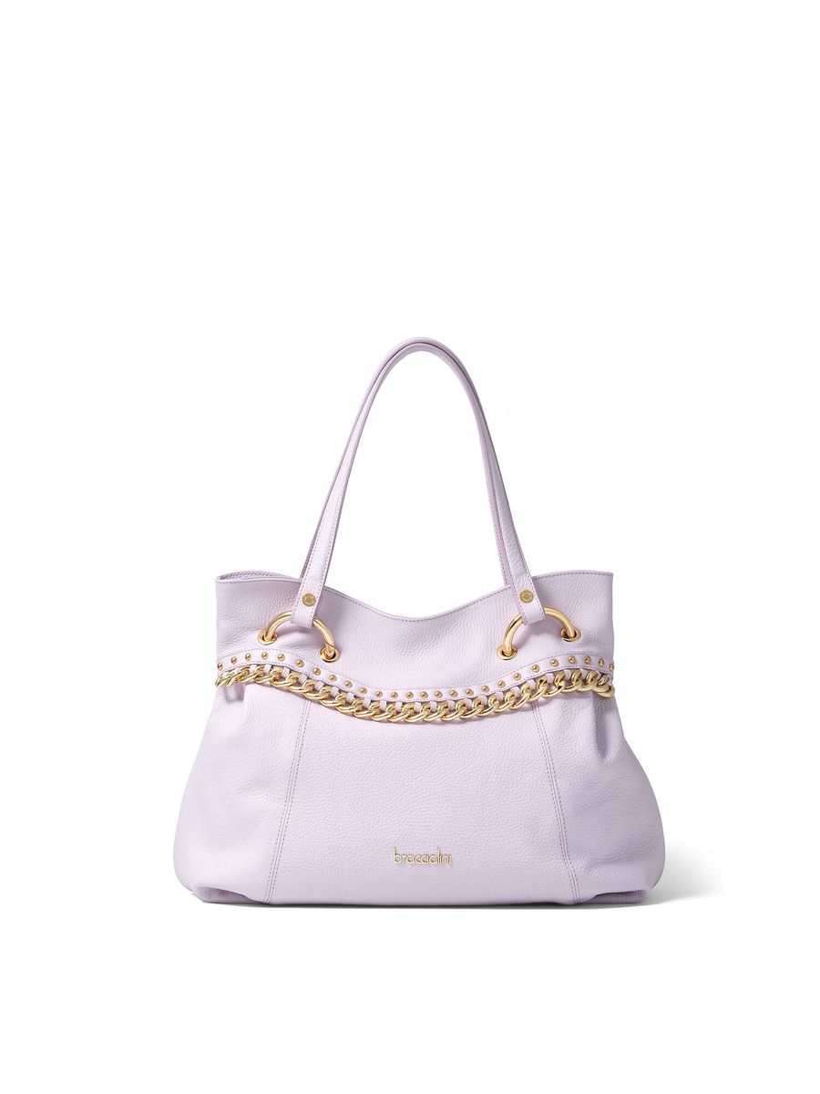 Schultertasche mit geflochtenem Griff