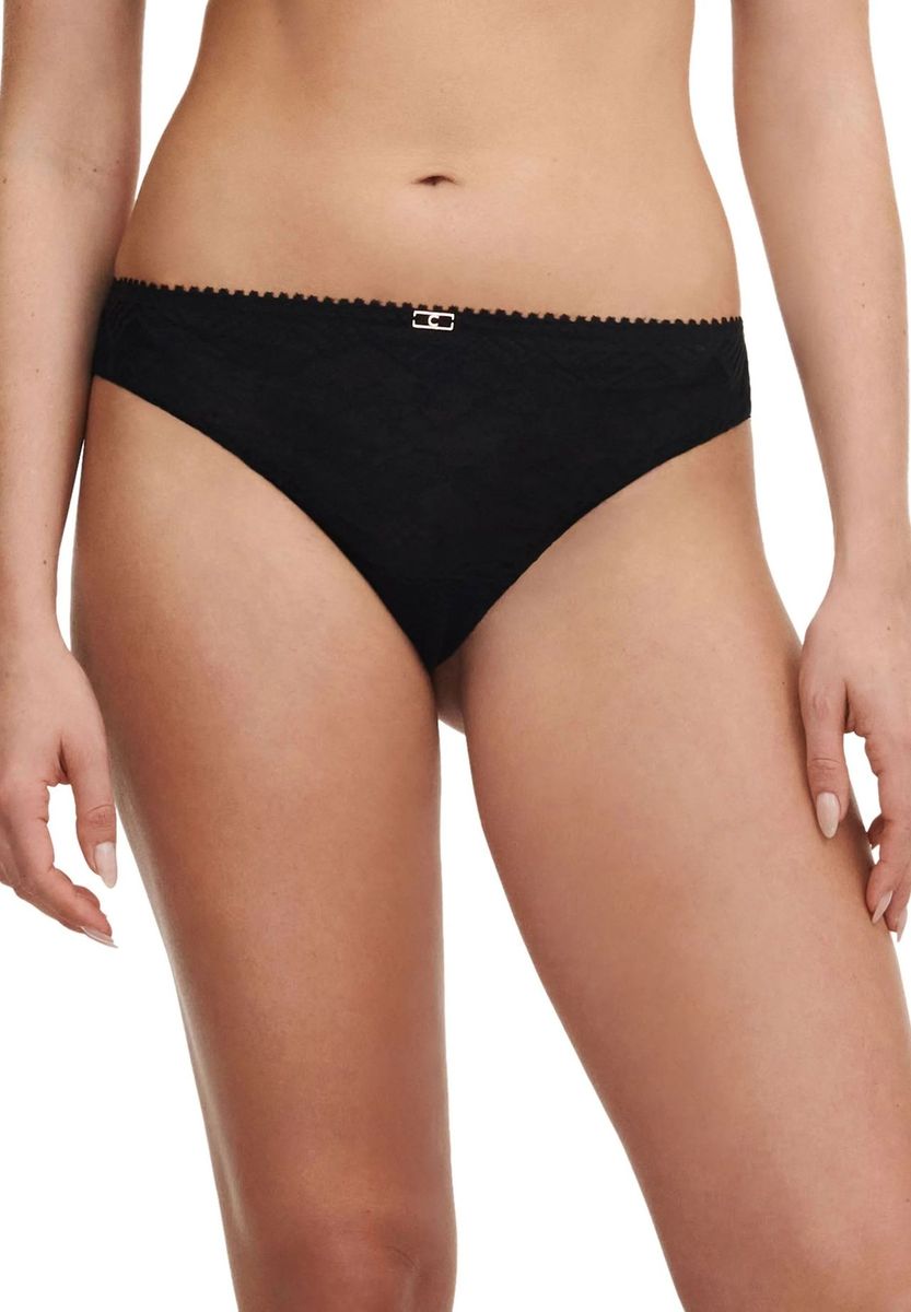 Floral Spitzen Tanga mit Emblem