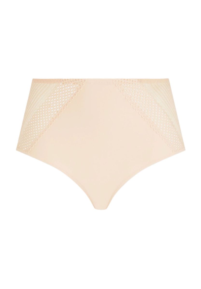 Taillenslip mit hohem Bund und beigefarbener Spitze
