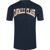 Marineblaues T-Shirt mit Varsity-Logo