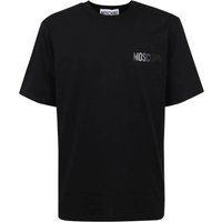 Schwarzes Baumwoll-T-Shirt mit Logo-Patch