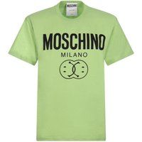 Grünes Moschino Milano Doppel-Smiley-T-Shirt