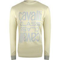 Beige Sweatshirt mit Logo-Print Rundhalsausschnitt