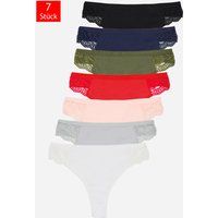 String Tanga Set mit Spitzenbesatz