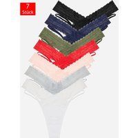 String Tanga Set mit Spitzenbesatz
