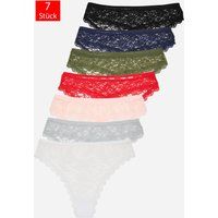 String Tanga Set mit Spitzenbesatz