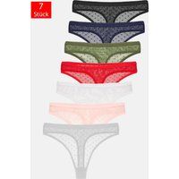 String Tanga Set mit Spitzenbesatz