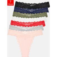 String Tanga Set mit Spitzenbesatz