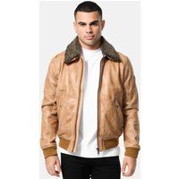 Lederjacke mit Kapuze im Biker-Stil