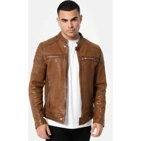 Lederjacke mit Kapuze im Biker-Stil