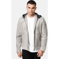 Herren Lederjacke mit Kapuze im Biker-Stil