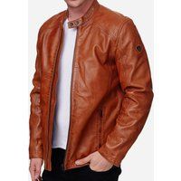 Herren braune Biker Lederjacke
