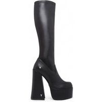 Kniehoher Plateau-Stiefel mit Blockabsatz