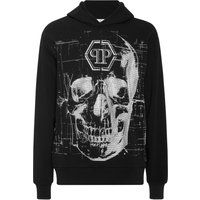 Kapuzenpullover mit Totenkopf Strass Grafik