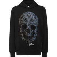 Fleece Hoodie mit Totenkopf und Strass