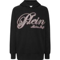 Kapuzenpullover aus Baumwollfleece mit Strass-Logo