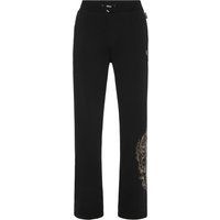 Schwarze Fleece-Jogginghose mit Strassverzierung