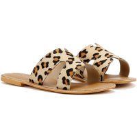 Tower Footwear Cut Out Damen Pantoletten Aus Leder In Beige