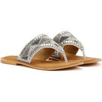 Tower Footwear Wide Vamp Toepost Damen Silber Sandalen